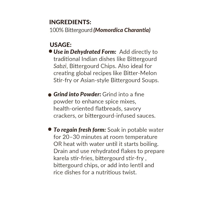 SHROOTS Dehydrated Bittergourd Flakes Pure Vegetarian Gluten-Free No Added Salt Easy Cooking