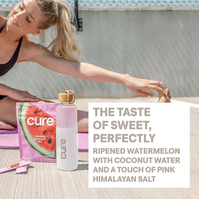 Cure Hydration | Plant-Based Electrolyte Drink Mix | No Added Sugar | FSA-HSA | Dehydration Relief