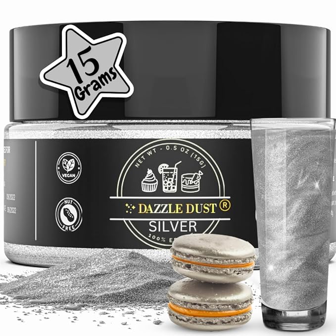 Dazzle Dust Edible Glitter Powder Sprinkles for Cake Decorating, Drinks, Cookie, Icing, Dessert