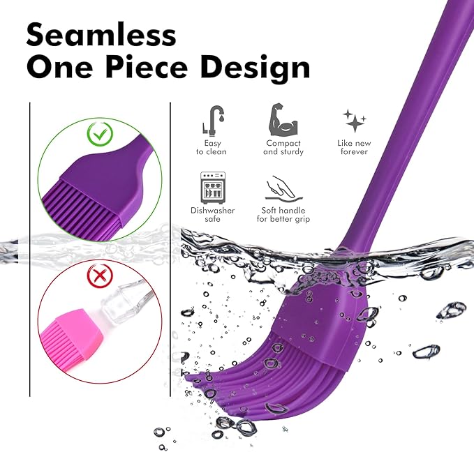 HOTEC Basting Brushes Silicone Heat Resistant Pastry Brushes Spread Oil Butter Sauce Marinades for