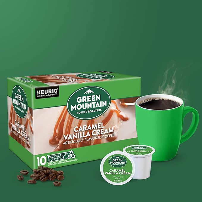 Green Mountain Coffee Roasters Caramel Vanilla Cream, Keurig Single Serve K-Cup Pods, Light Roast