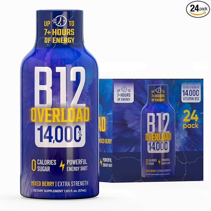 B12 Overload Extra Strength Energy Shot ??Mixed Berry??260mg Caffeine, 14000% B12, Electrolytes