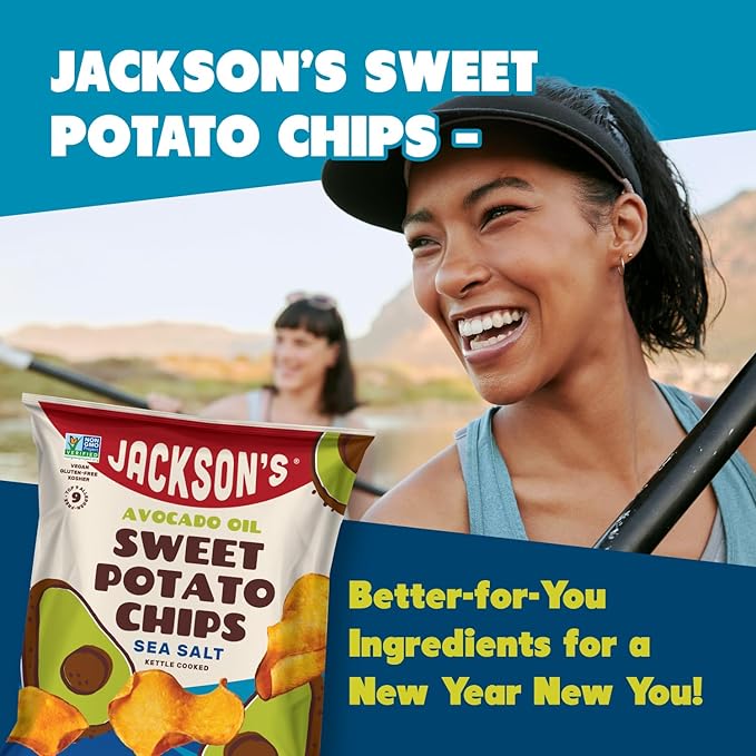 Jackson???Sweet Potato Kettle Chips with Sea Salt made with Premium Avocado Oil (5 oz, Pack of 12)