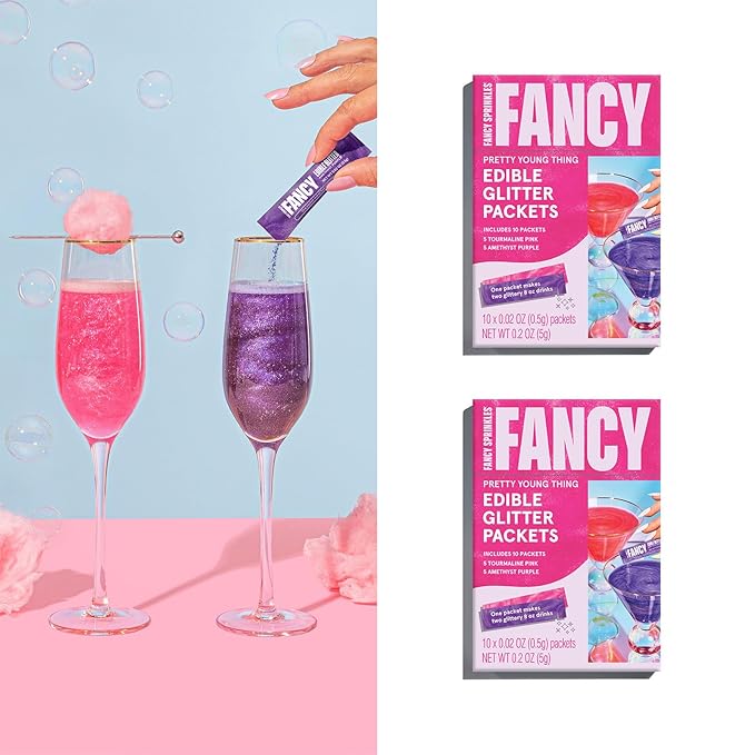 Fancy Sprinkles Pretty Young Thing Edible Glitter Packets Portable & On-The-Go for Sparkling