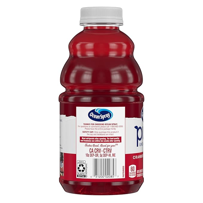 Ocean Spray® Pure Unsweetened Cranberry, 100% Cranberry Juice From Concentrate, 32 Fl Oz Bottle