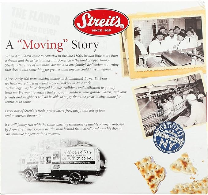 Streit's Lightly Salted Matzo - America's #1 Matzah, Thin & Crispy, Non-GMO, Low Fat, Vegan, Nut