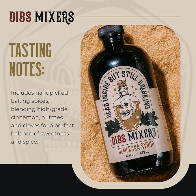 Dibs Mixers Demerara Syrup - Cocktail Mixer with Handpicked Spices & Guyana Demerara Sweetener