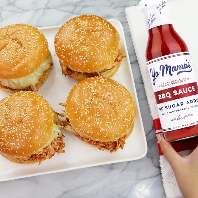 Yo Mama's Foods Keto Hickory BBQ Sauce ??(Pack of 3) - Vegan, No Sugar Added, Low Carb, Low Sodium