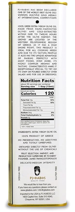 P.J. KABOS 2024/25 Harvest, High Phenolic (450+mg/kg), Premium Greek Extra Virgin Olive Oil