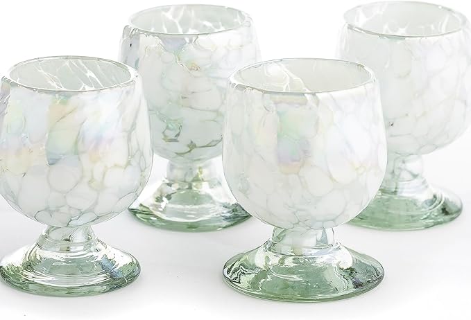 Authentic Mexican Tequila Hand Blown Shot Glasses - Set of 4-2 oz - Mini Glass Snifters - Heavy