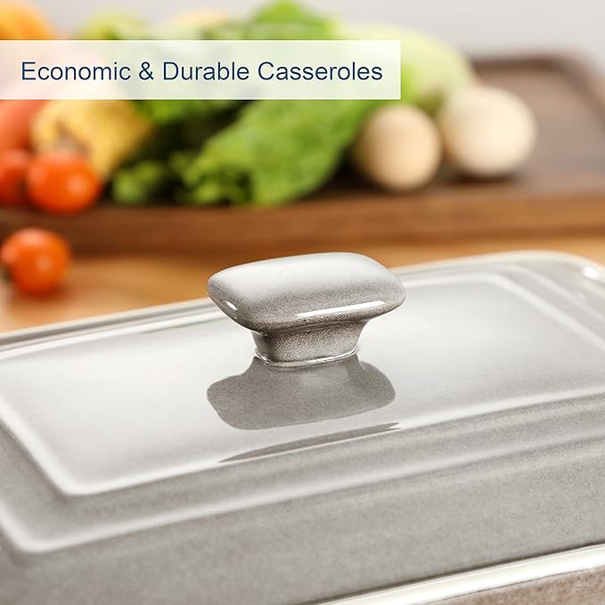 LOVECASA 4.5 Quart Ceramic Casserole Dish with Lid, 9x13 Baking Dish for Oven, Lasagna Pan Deep