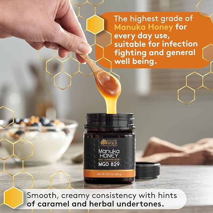 Nature’s Gold Raw Manuka Honey, MGO 829+ | Authentic MGO, Australian Honey, Non-GMO, 100% Pure