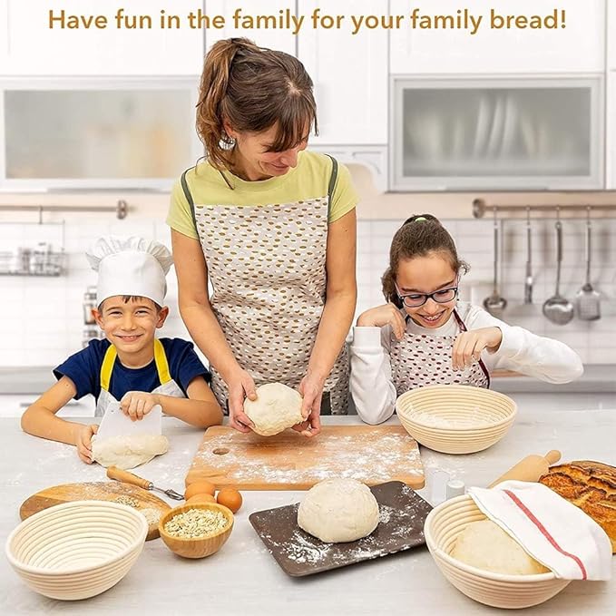 Banneton Bread Proofing Basket 2 pack 9 inch Round Basket with Liner, Bread Proofing Basket Perfect