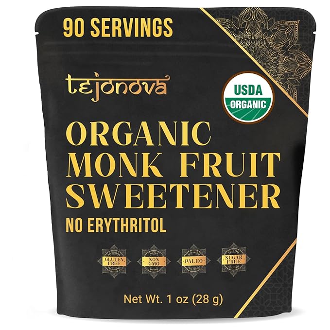 Organic Monk Fruit Powder, Pure Monk Fruit Sweetener No Erythritol, Monkfruit Sweetener Pure