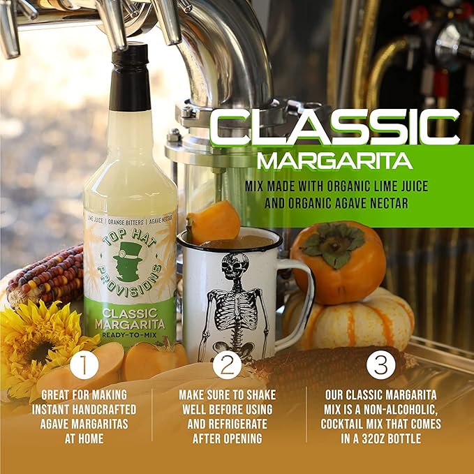 Top Hat Classic Agave Lime Margarita Mix - Handcrafted with Agave Nectar & Natural Lime Juice