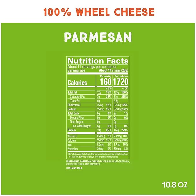 Whisps Cheese Crisps Parmesan Cheese | Protein Chips | Healthy Snacks | Protein Snacks, Gluten