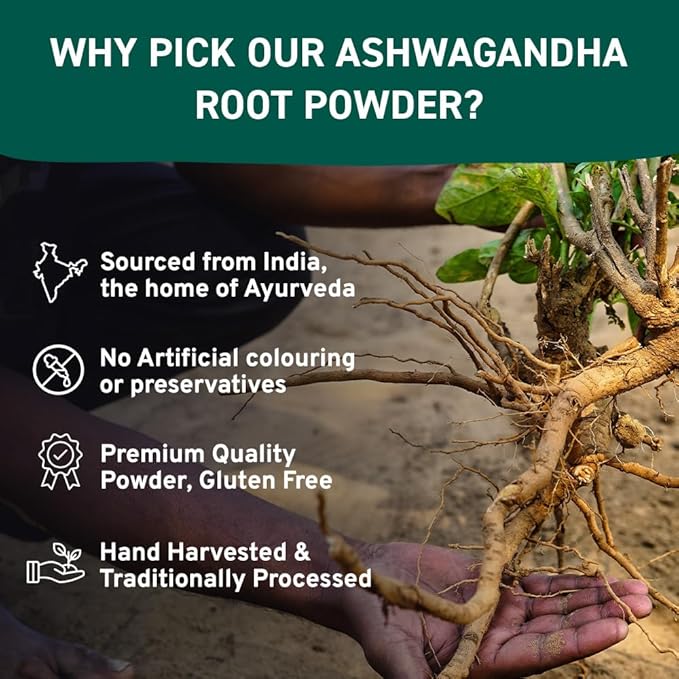 HANDPICK Ashwagandha Root Powder (397g/14oz) No Fillers, No Additives | Finest Grade A Root Powder