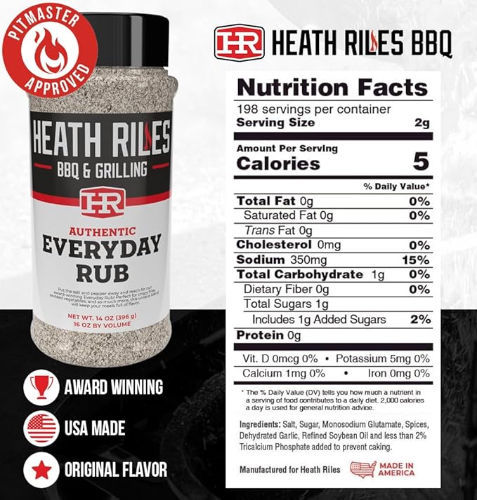 Heath Riles BBQ Rub - Everday All-Purpose Seasoning, Champion Pitmaster Recipe, Legendary Rubs For