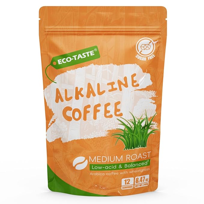 Alkaline Coffee Non-Dairy, Arabica Coffee with Mushroom Creamer, Wheatgrass, Oligosaccharide, 30%