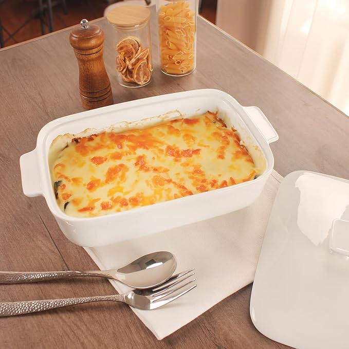 10" x 7" Casserole Dish 1.7 Quart Ceramic Bakeware Set with Lids, Chip and Crack Resistant Ceramic