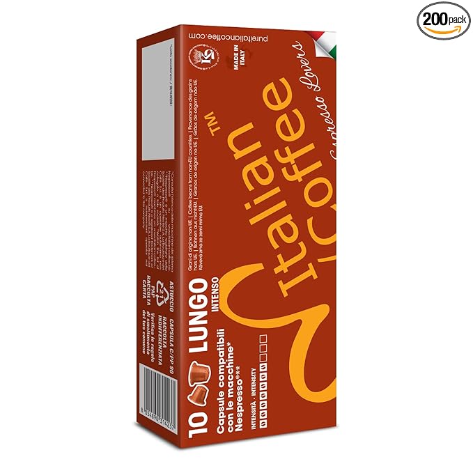 Italian Coffee for Espresso Lovers capsules compatible with Nespresso Original Line machines (Lungo