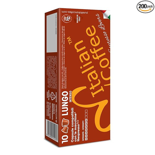 Italian Coffee for Espresso Lovers capsules compatible with Nespresso Original Line machines (Lungo