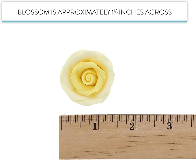 Global Sugar Art Premium Edible Roses, Yellow, Unwired, Medium 1.5 inches, 12 Count by Chef Alan