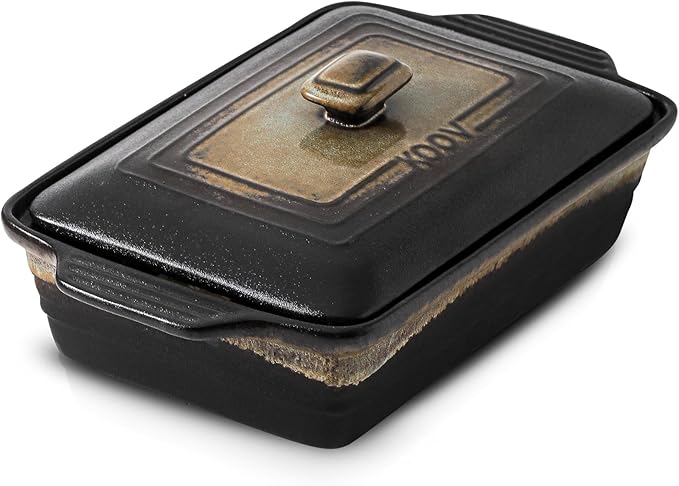 KOOV Ceramic Casserole Dish with Lid, Covered Rectangular Casserole Dish Set, Lasagna Pans with Lid