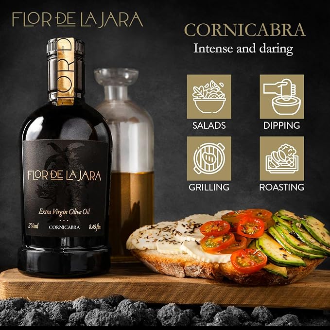 FLOR DE LA JARA Premium Extra Virgin Olive Oil from Spain, First Cold Pressed, Polyphenol-Rich