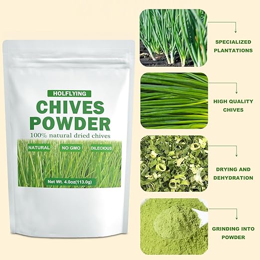 Chives Powder - 4.0 oz, All-Natural Culinary Spices for Cooking, Seasoning, Garnishing, Soups
