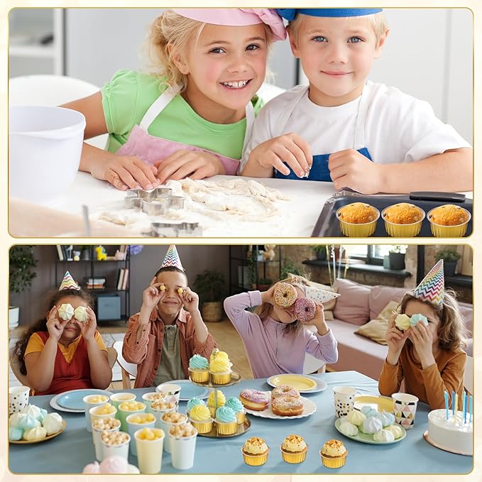 Gejoy 400 Pcs Aluminum Foil Baking Cups with Lids 5 oz Disposable Ramekins Mini Cake Pans Creme
