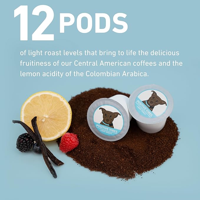 Stella Blue K Cups Coffee Pods, Positive Vibes Blend, Light Roast, Vanilla and Fruitiness Notes