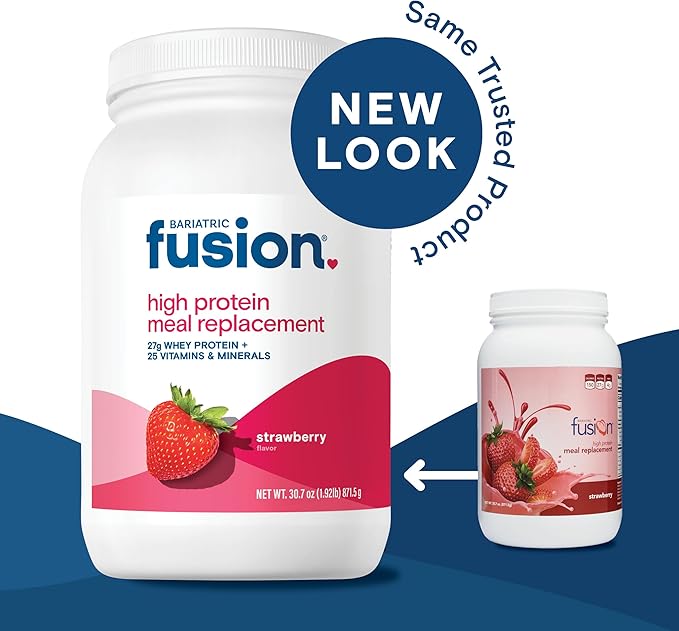 Bariatric Fusion Strawberry Meal Replacement 27g Protein Powder, 21 Serving Tub for Bariatric