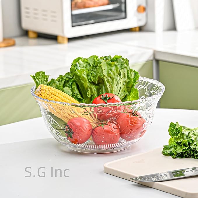 S.G Premium Quality Plastic Punch Bowl - 2 Gallon Clear Plastic Punch Bowl - Embroidered Design 8