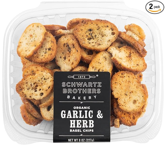 Garlic & Herb Bagel Chips NY Style Bagel Crisps. Organic, Vegan, Kosher. From the artisans of