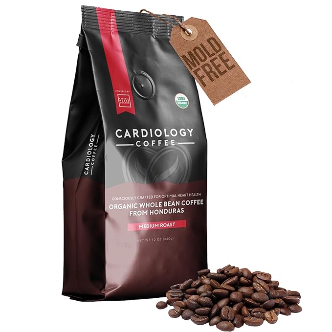 Cardiology Coffee ??Whole Bean Coffee ??USDA Certified Mold-Free 12oz Premium Medium Roast Organic