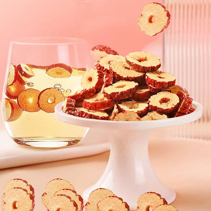 1.1lb Dried Dates Dried Jujube Slice,Dried Red Date Slices,Pitted Dates for Snacking and Baking