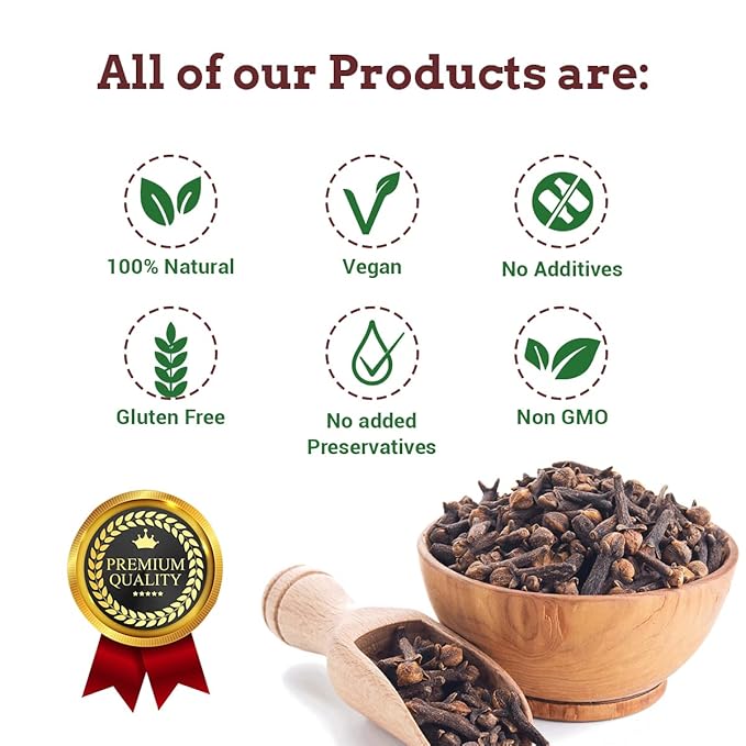 Whole Cloves - Premium Quality, Fresh & Aromatic, Non-GMO, Perfect for Cooking, Baking, and