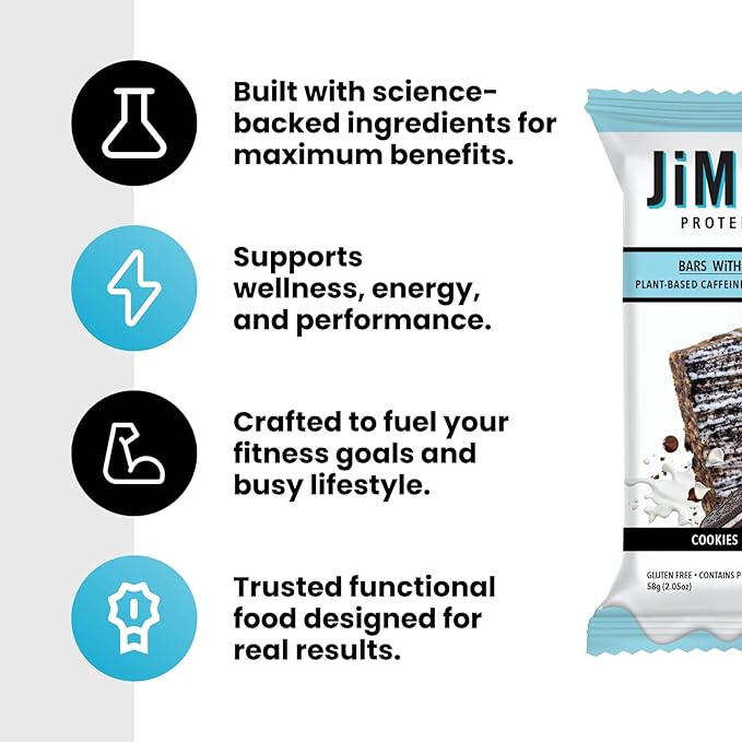 JiMMYBAR! - Golden Vanilla Cookies 'N Cream - 18g Protein Bars - Low 4g Sugar - 12 Count - Real