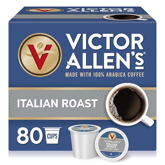 Victor Allen's Coffee Italian Roast, Dark Roast, 80 Count, Single Serve Coffee Pods for Keurig