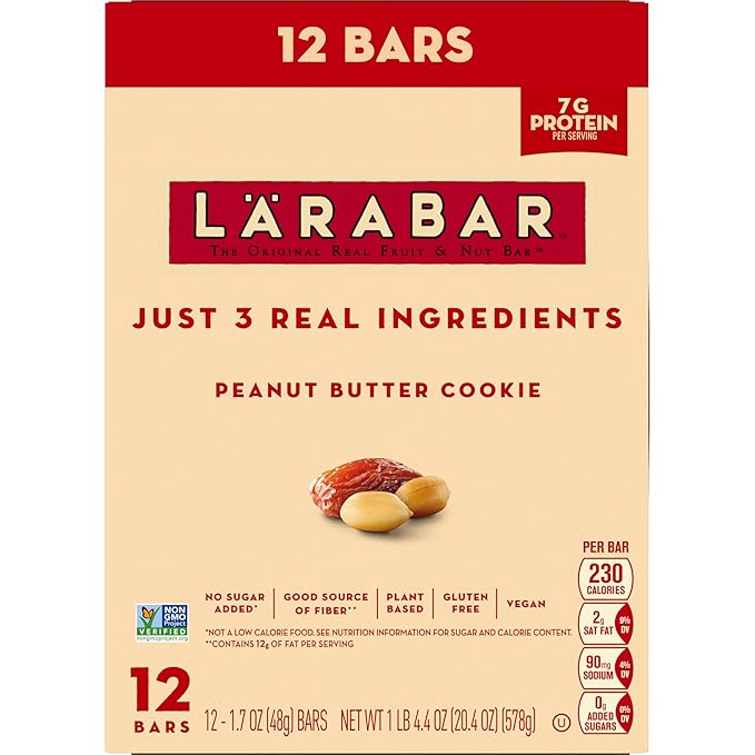 Larabar Peanut Butter Cookie, Gluten Free Vegan Fruit & Nut Bars, 12 ct