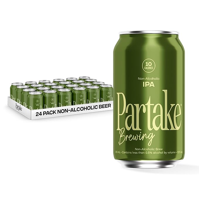 Partake Brewing Craft Non Alcoholic Beer, IPA 24 Pack x 12 Fl Oz Cans - Low Calorie & Carb, No