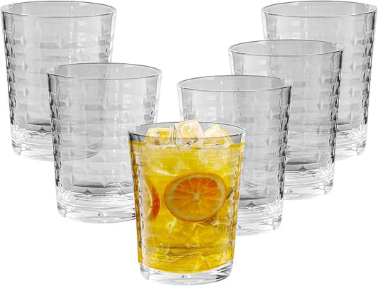 Acrylic Clear Highball Plastic Cups | Plastic Reusable Tumblers 16oz (Set of 6) | Stackable |