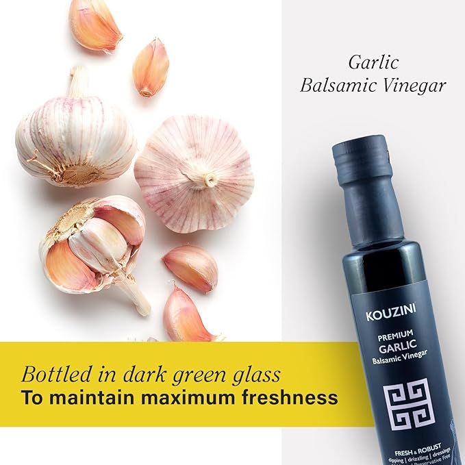 Kouzini Ultra Premium Garlic Balsamic Vinegar, Aged Balsamic Vinegars from Modena, Italy, Premium