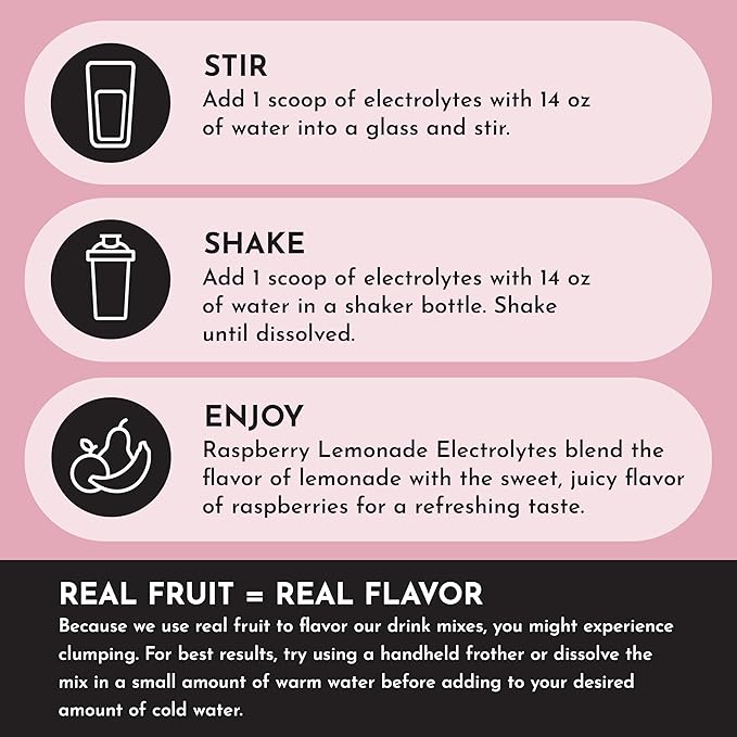 Raspberry Lemonade Electrolytes ??30?‘Serving Hydration Drink Mix with Coconut Water, Essential