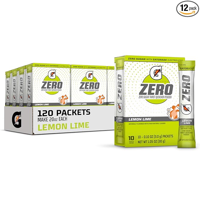Gatorade G Zero Sports Drink Mix Powder Packets, Lemon Lime, Electrolyte Powder Drink Mix for