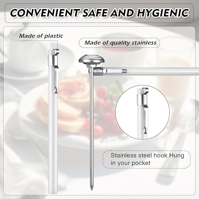 Xuhal 6 Pcs Stainless Steel Kitchen Thermometer with 5 Inch Long Stem 1 Inch Dial Thermometer Milk