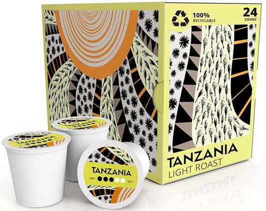 Atlas Coffee Club Coffee Pods – Light/Medium Roast, Single-Origin Tanzania, 24 Count – Compatible