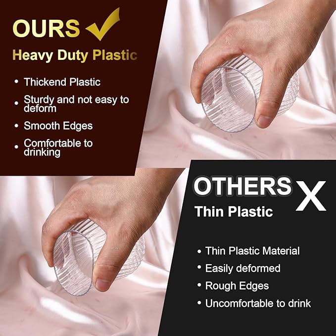 20 Pack Plastic Ribbed Wine Glasses, 14Oz Origami Disposable Wine Glasses Unbreakable Clear Plastic