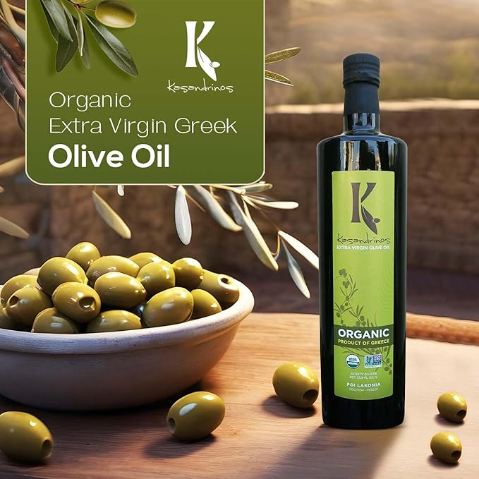 Kasandrinos Organic Olive Oil Extra Virgin, Polyphenol Rich Greek Olive Oil, 100% Organic First